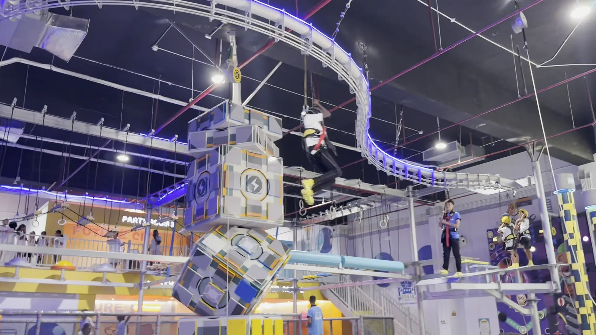 The indoor zip line at Warlina